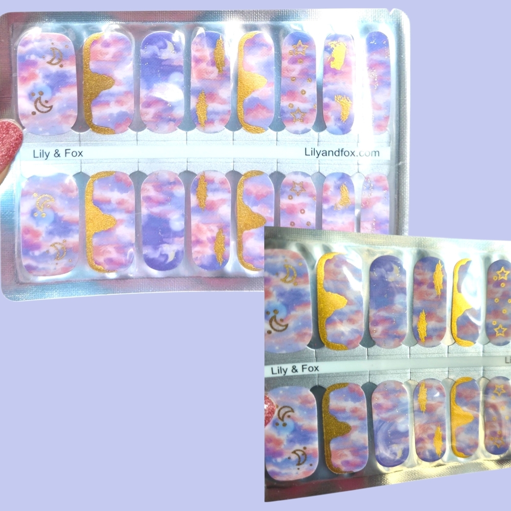2 For $12 Lily & Fox Purple and Gold Nail Wraps